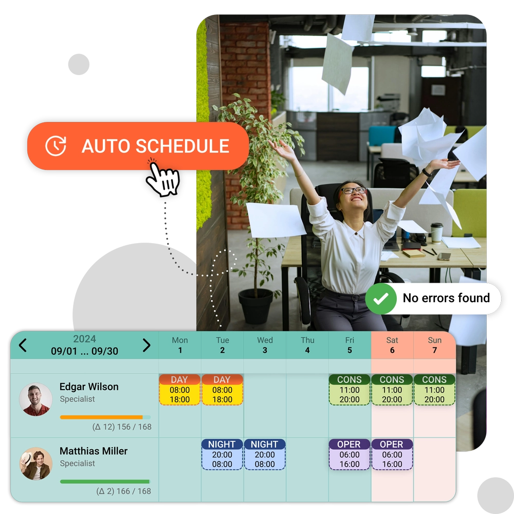 Auto scheduling functionality in OPTAS software